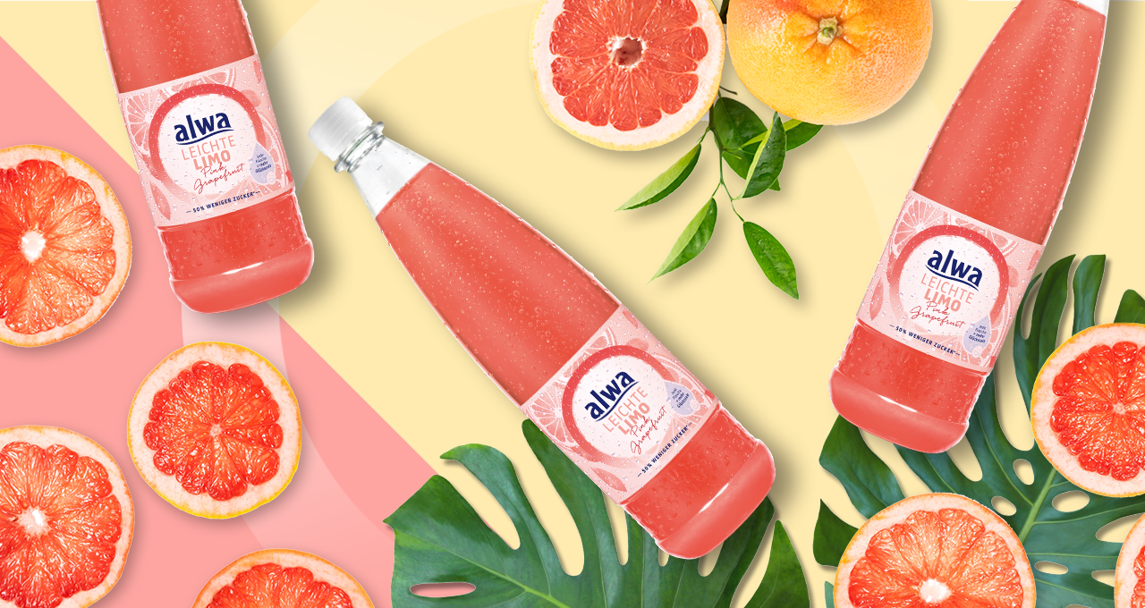 leichte Früchte Pink-Grapefruit Flaschen