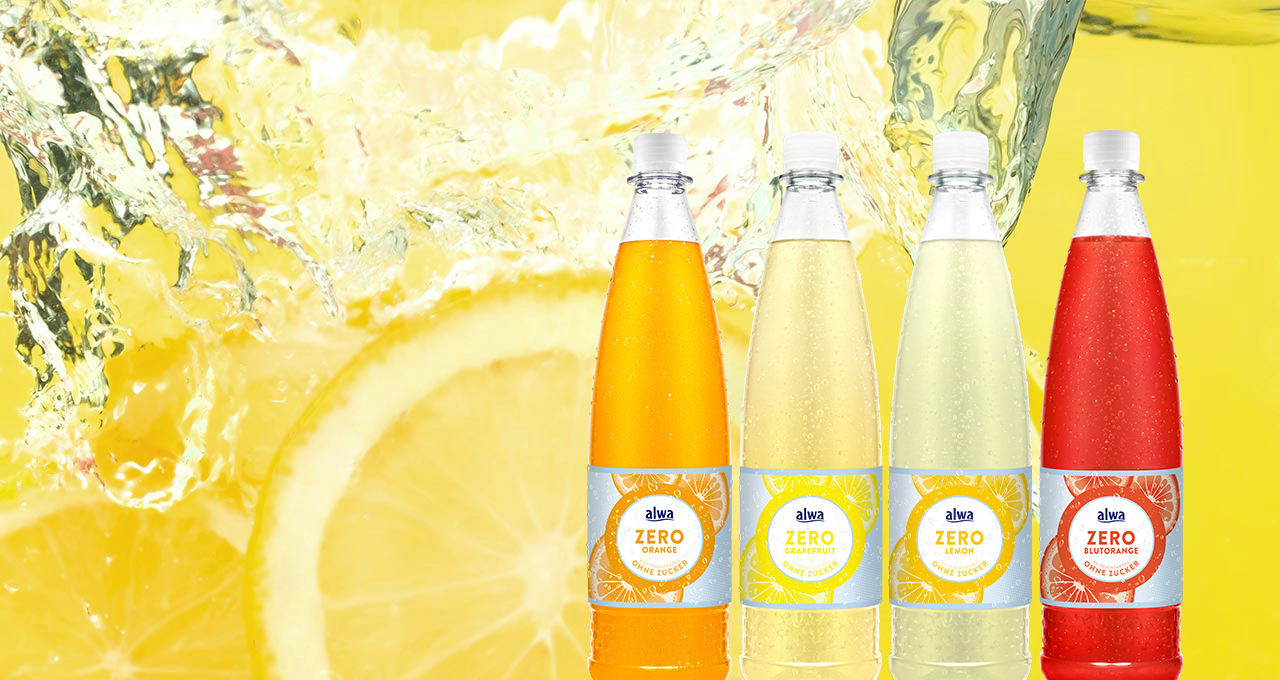 Vier Sorten alwa Limonaden ohne Zucker
