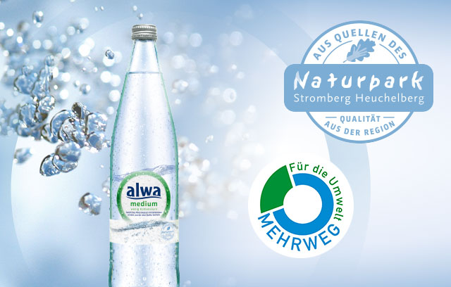 alwa Mineralwasserflasche mit Naturpark Heuchelberg Logo