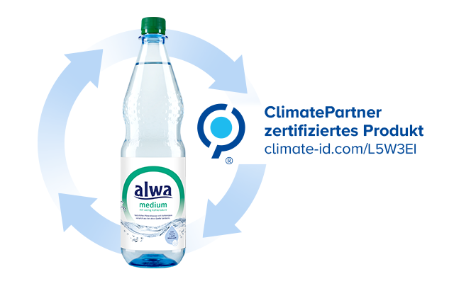 alwa PET-Mehrwegflasche mit Logo Klimaneutralität